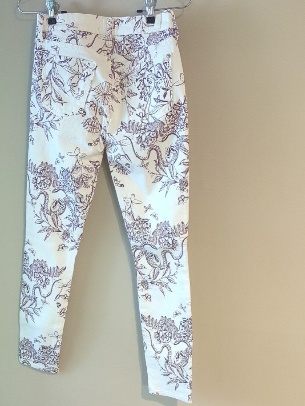 NWOT 7 For All Mankind The Ankle Skinny High-Rise Floral and Serpent Print Jeans - Picture 2 of 7